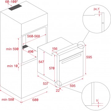 Teka HLB 8600 Φούρνος άνω Πάγκου 70lt χωρίς Εστίες Π59.5εκ. White Marble